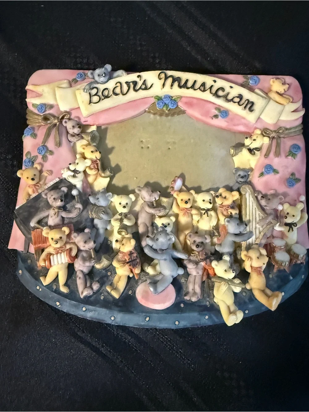 Vintage Shinzi Katoh Bear's Musician Picture Frame resiny teddy bear Orchestra